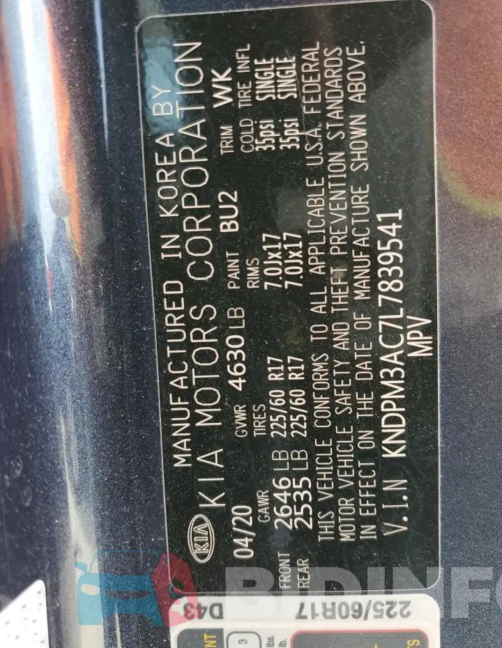 KNDPM3AC7L7839541 Photo# 13