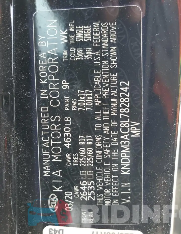 KNDPM3AC8L7828242 Photo# 12