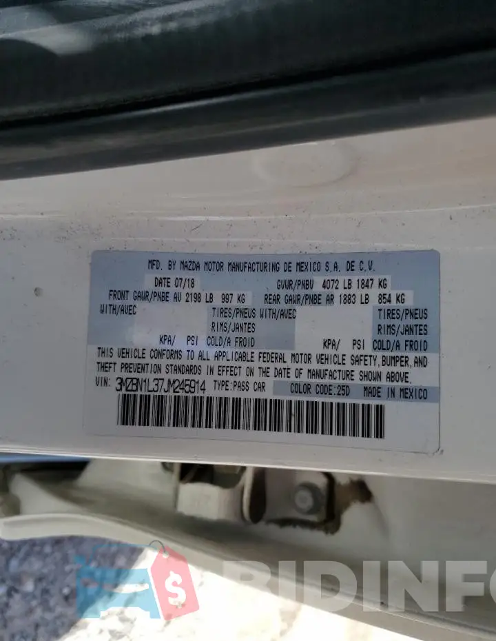 3MZBN1L37JM245914 Photo# 12