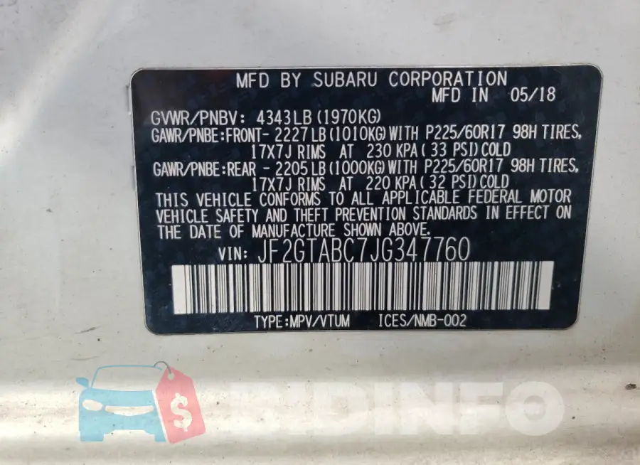 JF2GTABC7JG347760 Photo# 13