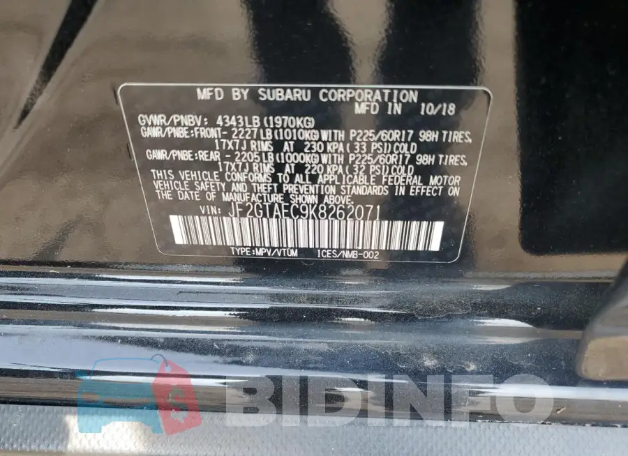 JF2GTAEC9K8262071 Photo# 13