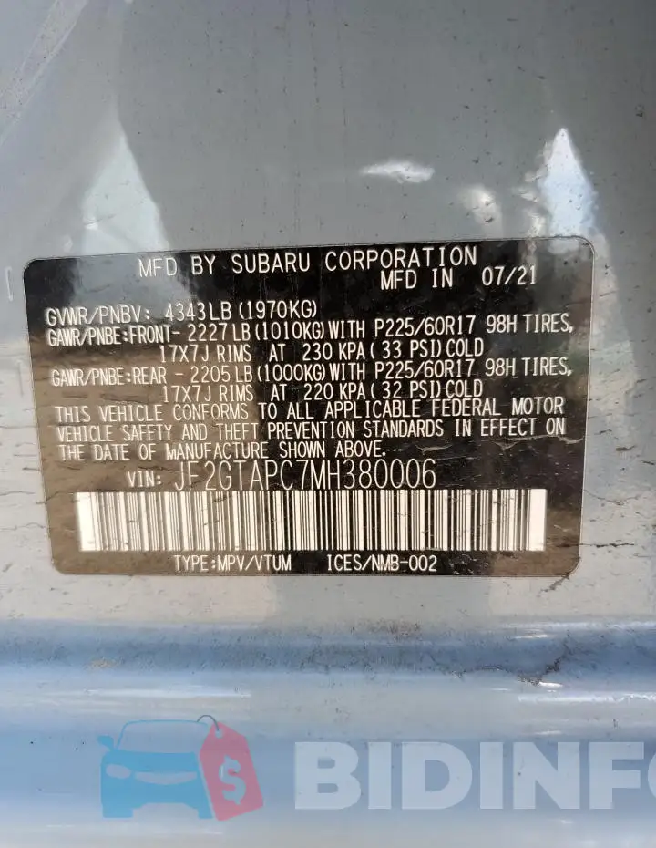 JF2GTAPC7MH380006 Photo# 13