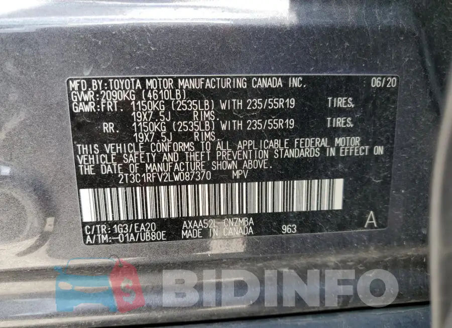 2T3C1RFV2LW087370 Photo# 14