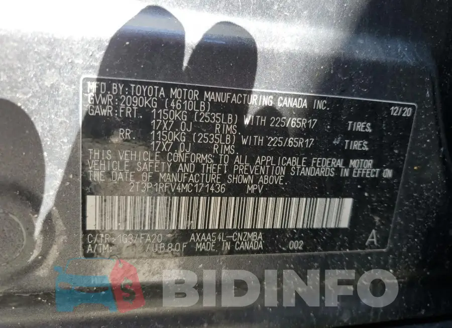 2T3P1RFV4MC171436 Photo# 12