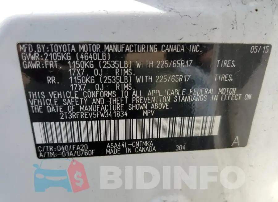 2T3RFREV5FW341834 Photo# 12
