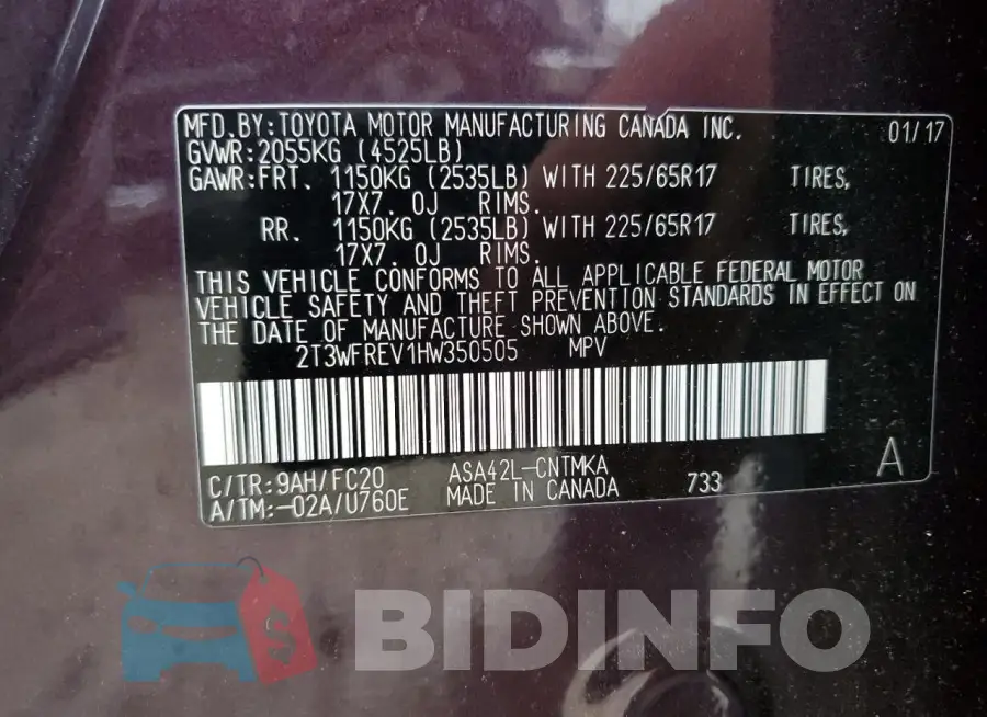2T3WFREV1HW350505 Photo# 12