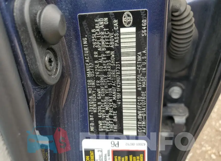 4T1BF1FK2HU787331 Photo# 12
