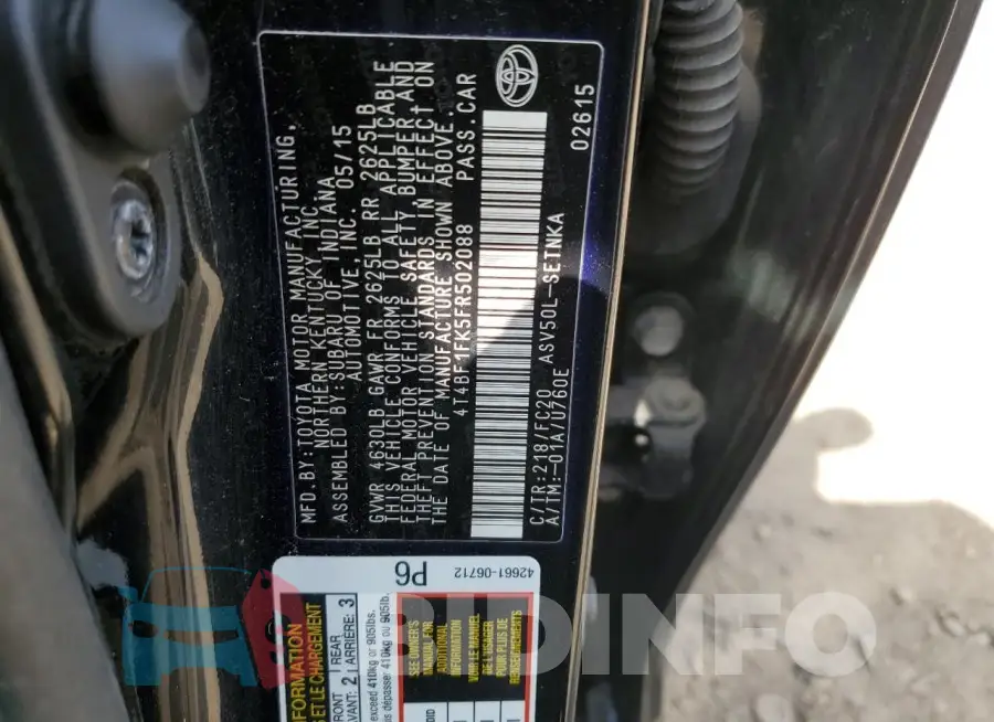 4T4BF1FK5FR502088 Photo# 12