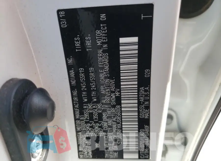 5TDDZRFHXJS856008 Photo# 13