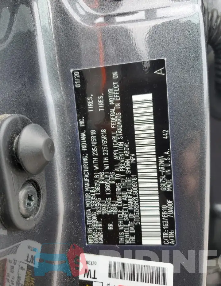 5TDGZRBH2LS009781 Photo# 12
