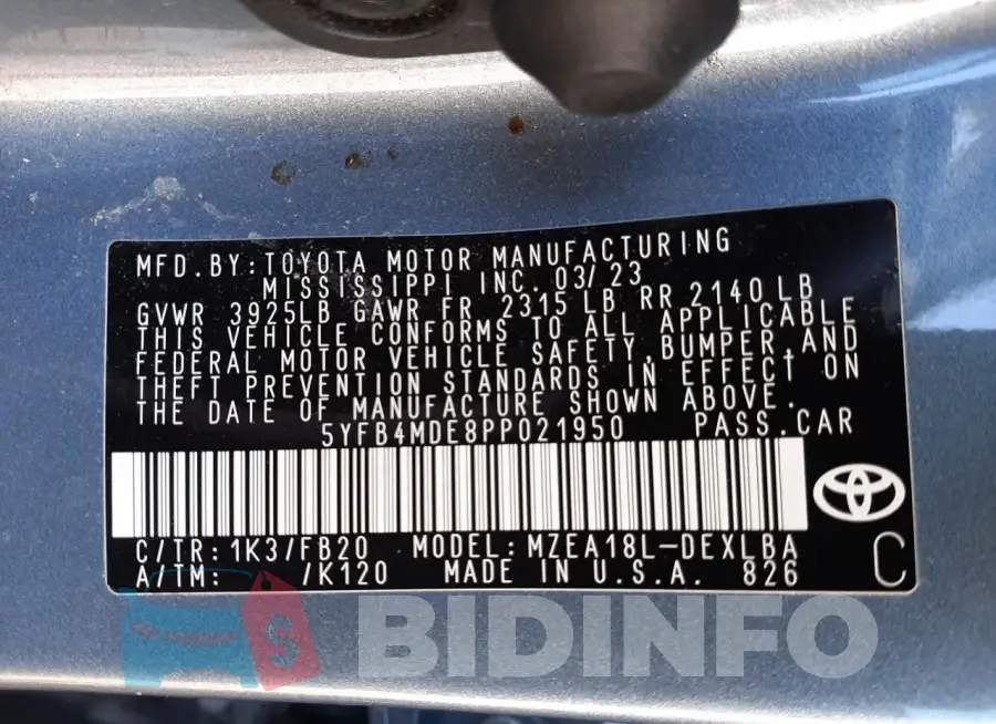 5YFB4MDE8PP021950 Photo# 12