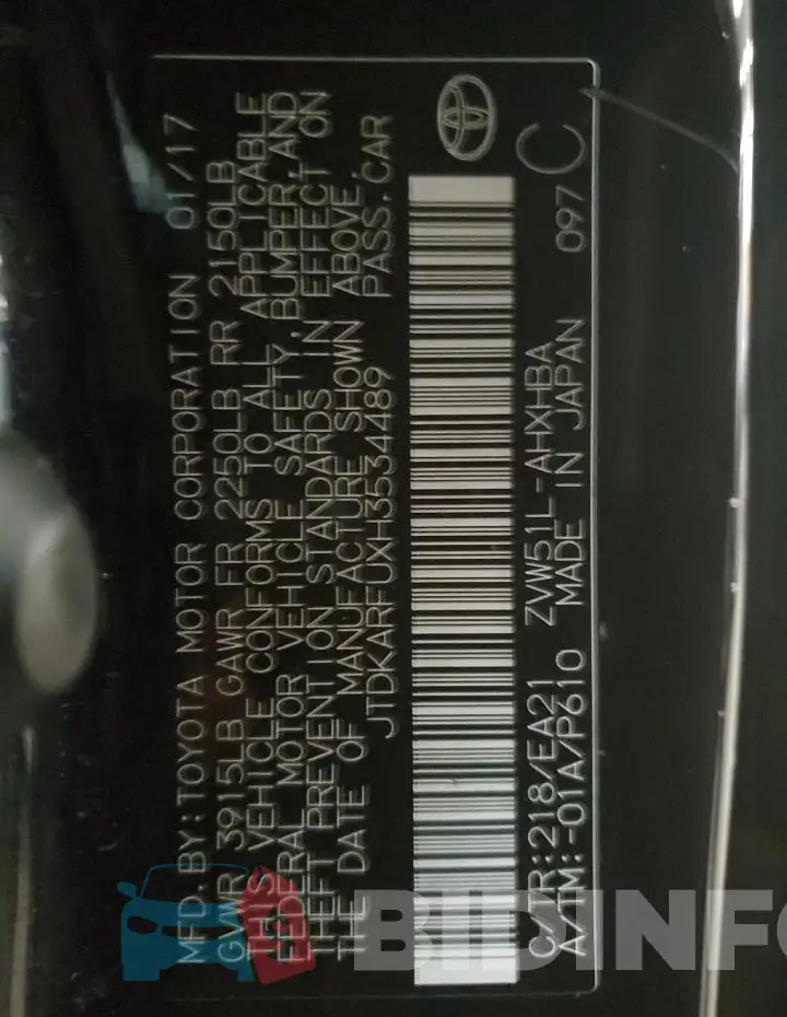 JTDKARFUXH3534489 Photo# 13
