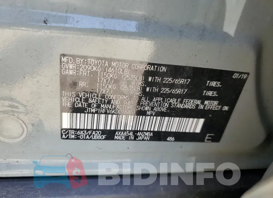 JTMP1RFV6KD016461 Photo# 13