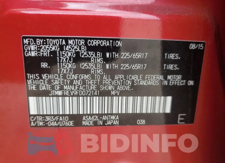 JTMWFREV9FD072141 Photo# 13
