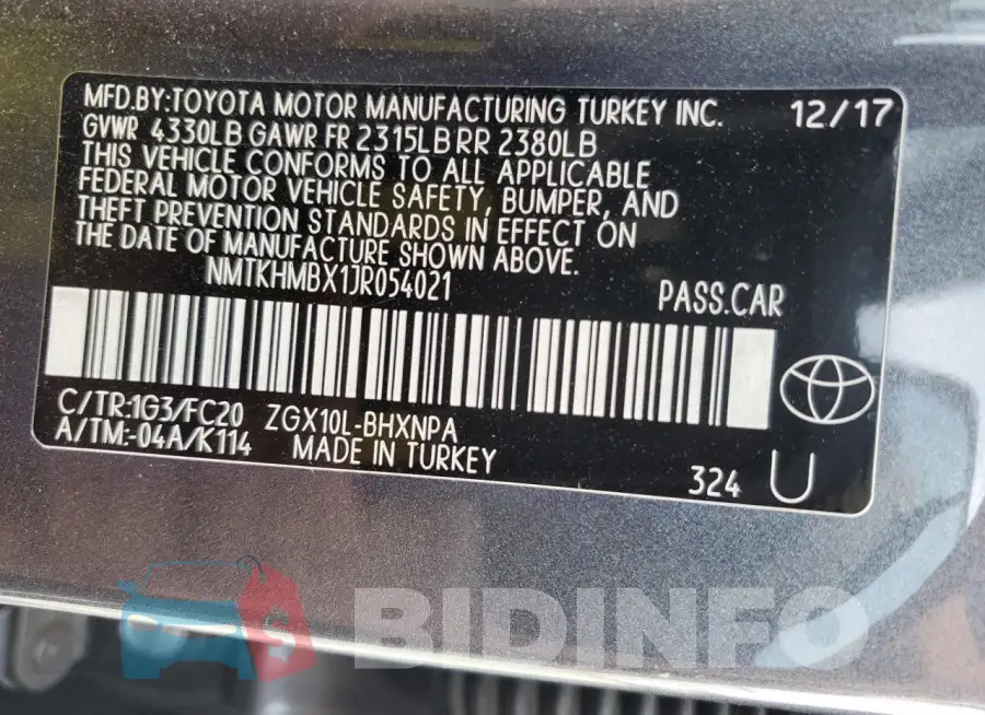 NMTKHMBX1JR054021 Photo# 14