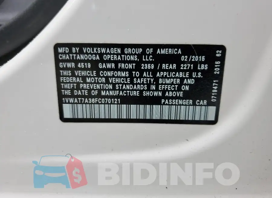 1VWAT7A36FC070121 Photo# 12