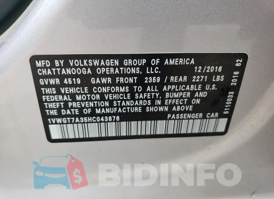 1VWGT7A35HC043876 Photo# 12