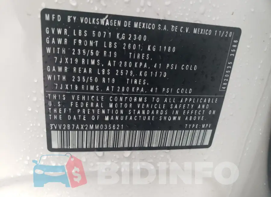 3VV2B7AX2MM035621 Photo# 13
