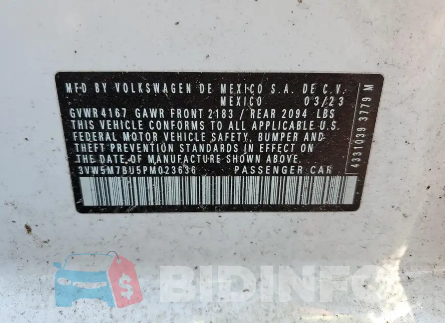 3VW5M7BU5PM023636 Photo# 12