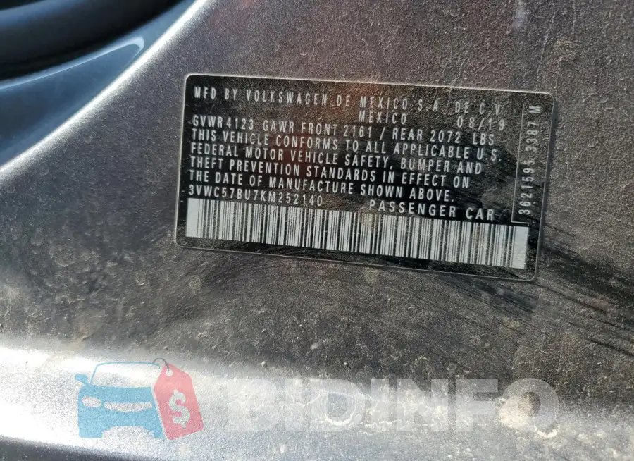 3VWC57BU7KM252140 Photo# 12