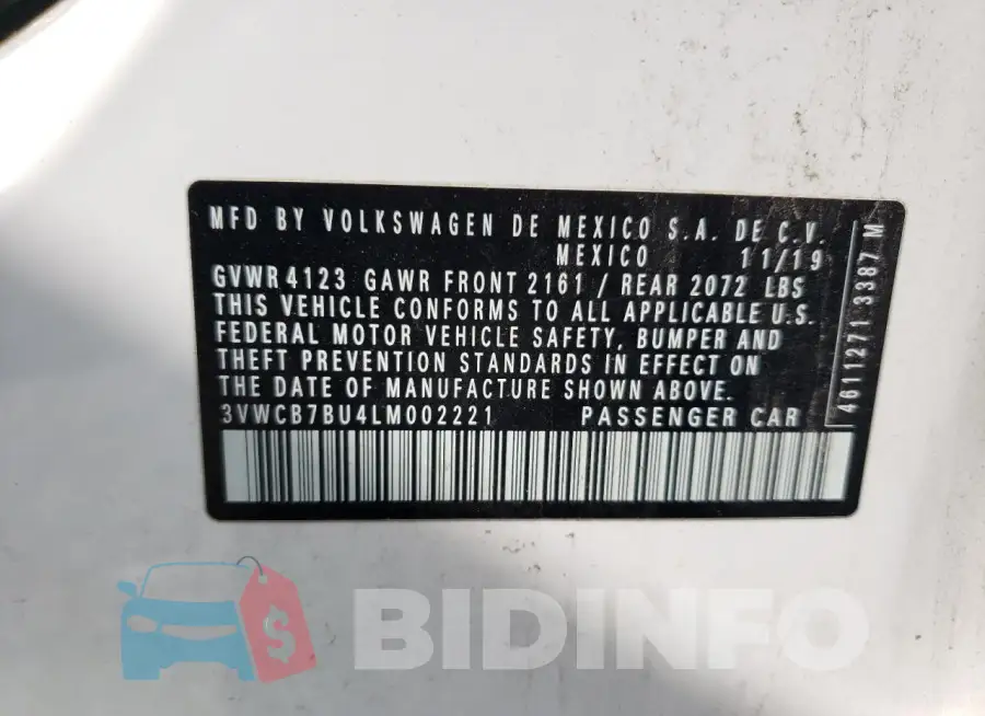 3VWCB7BU4LM002221 Photo# 13