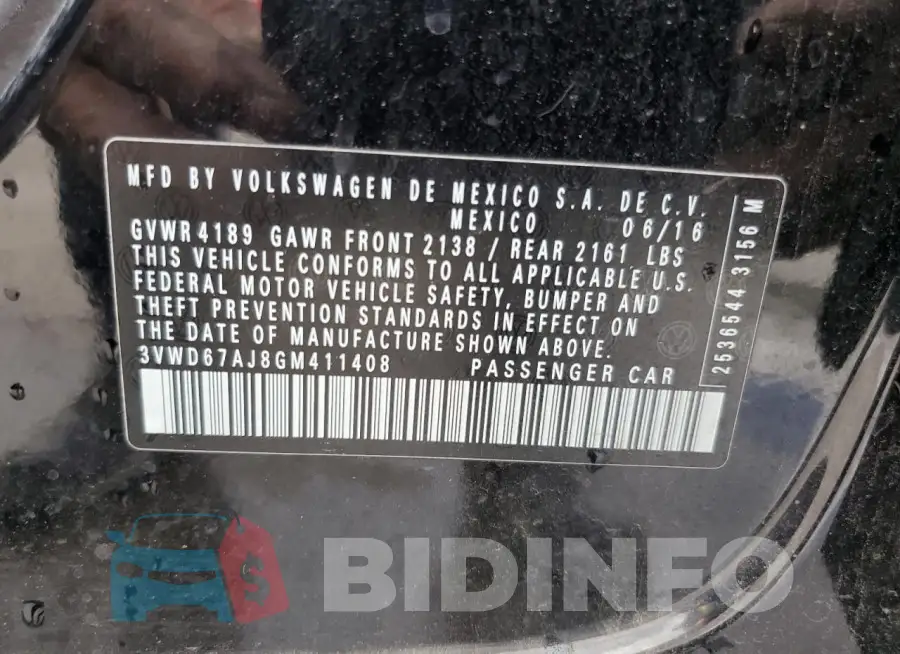 3VWD67AJ8GM411408 Photo# 12