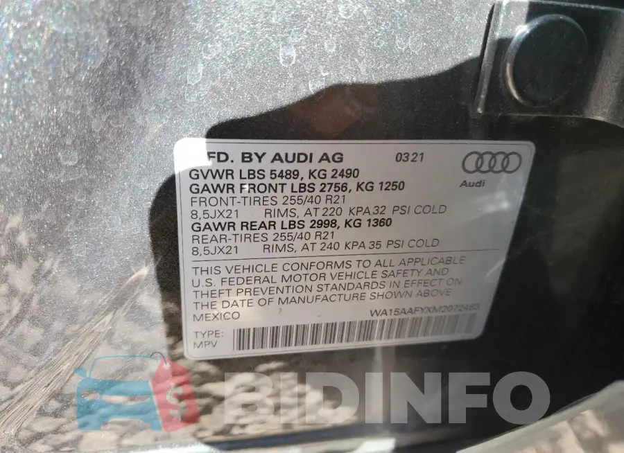 WA15AAFYXM2072463 Photo# 12
