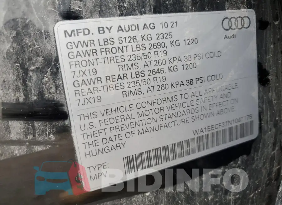 WA1EECF37N1047175 Photo# 13