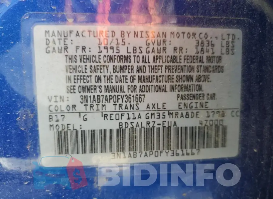 3N1AB7AP0FY361667 Photo# 13