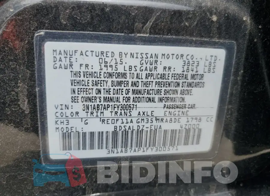 3N1AB7AP1FY300571 Photo# 12