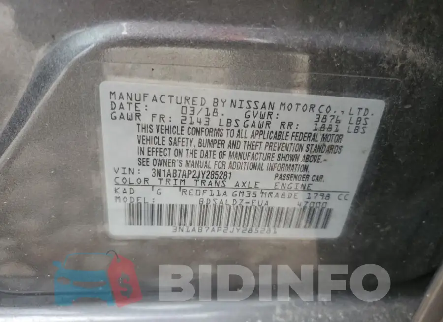 3N1AB7AP2JY285281 Photo# 12