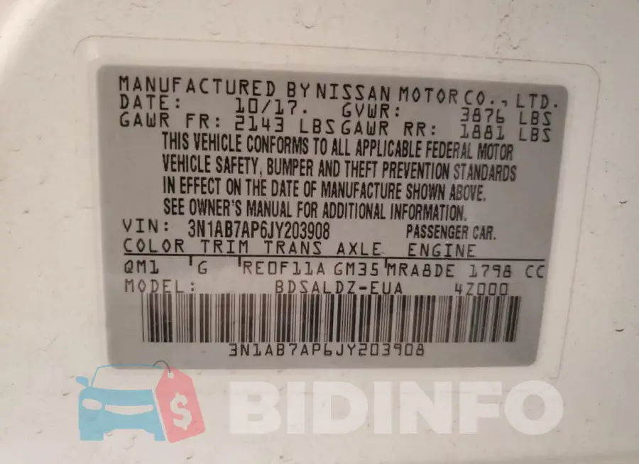 3N1AB7AP6JY203908 Photo# 12