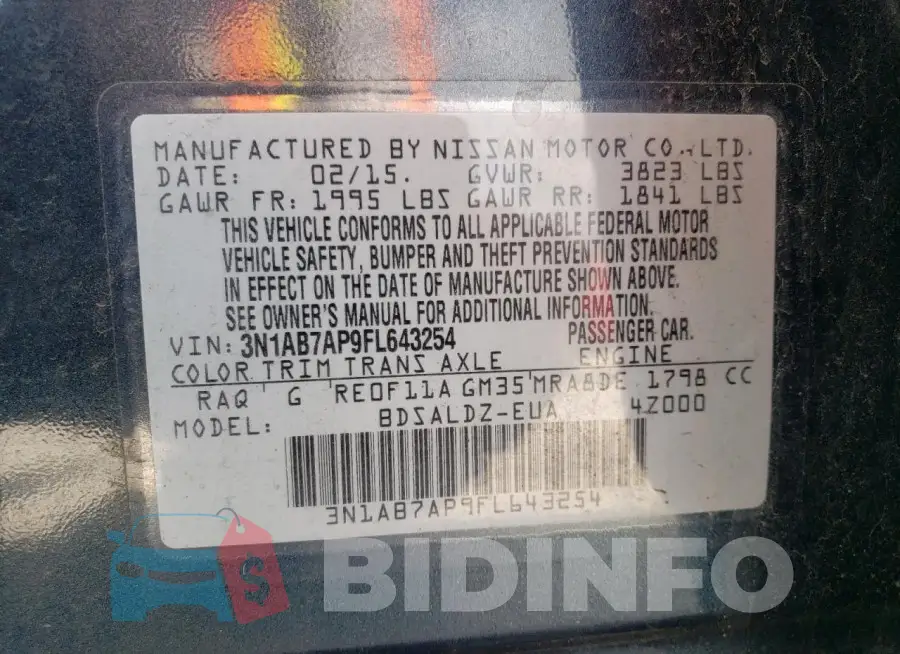 3N1AB7AP9FL643254 Photo# 12