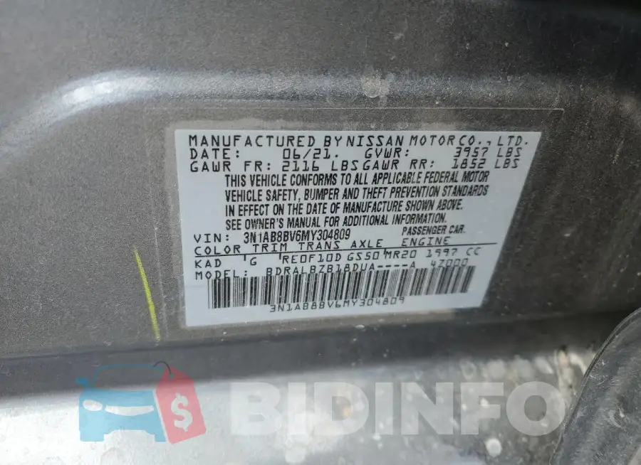3N1AB8BV6MY304809 Photo# 12
