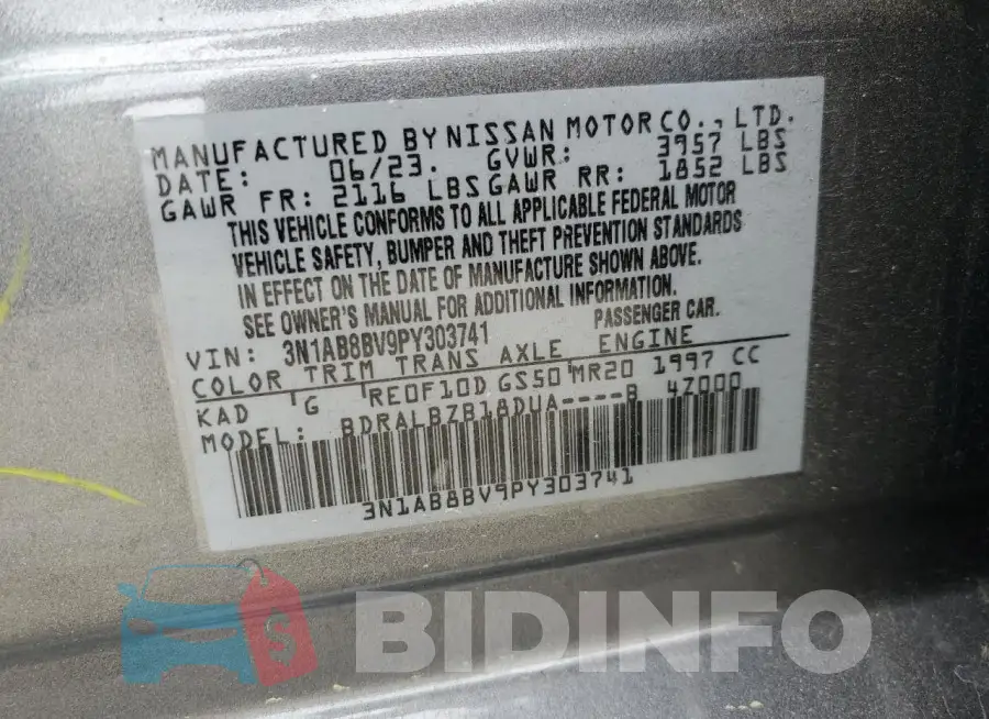 3N1AB8BV9PY303741 Photo# 12