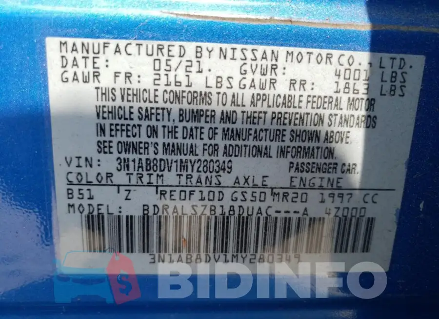3N1AB8DV1MY280349 Photo# 12