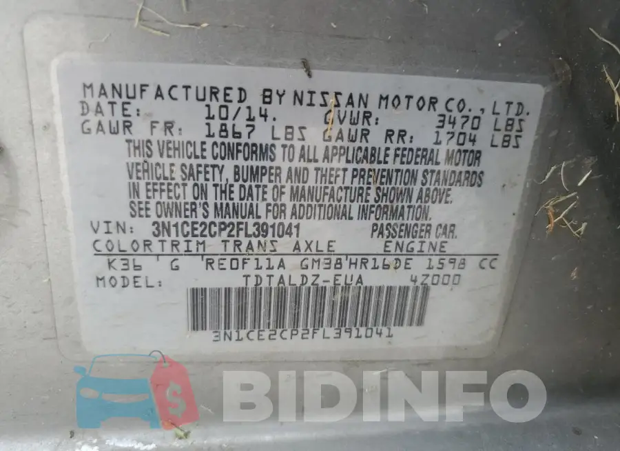 3N1CE2CP2FL391041 Photo# 12