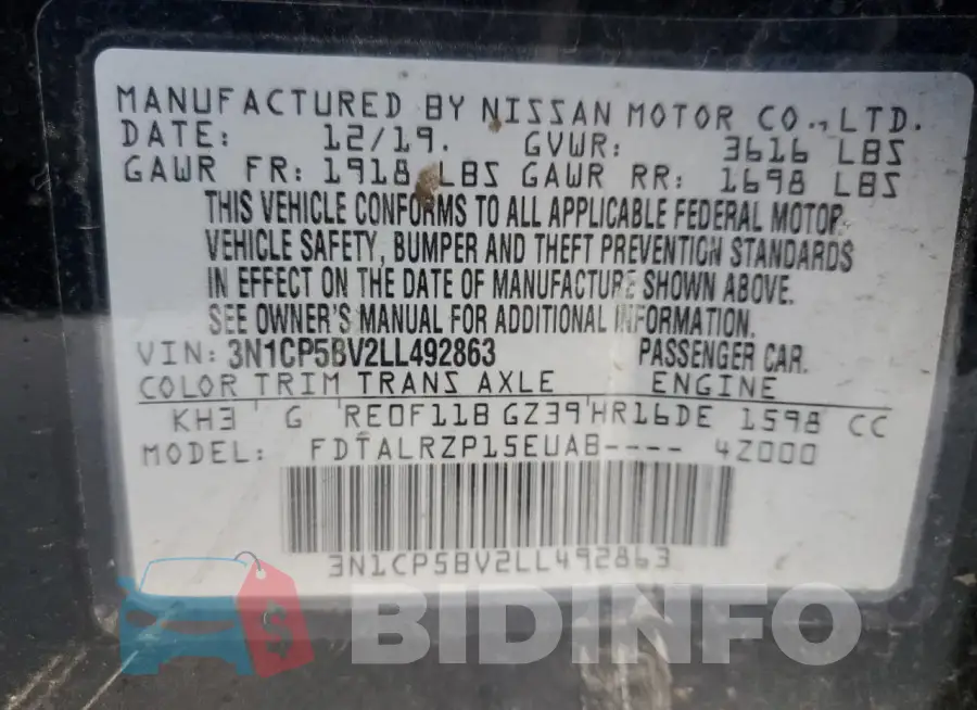 3N1CP5BV2LL492863 Photo# 12