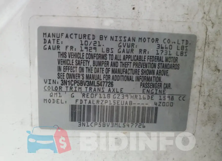 3N1CP5BV3ML547726 Photo# 13