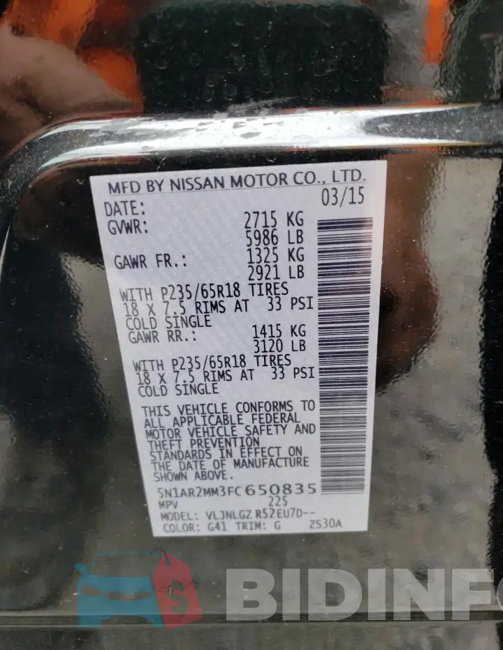 5N1AR2MM3FC650835 Photo# 13