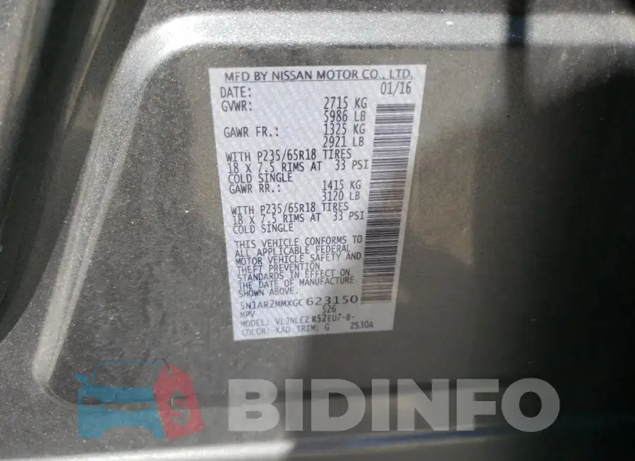 5N1AR2MMXGC623150 Photo# 13