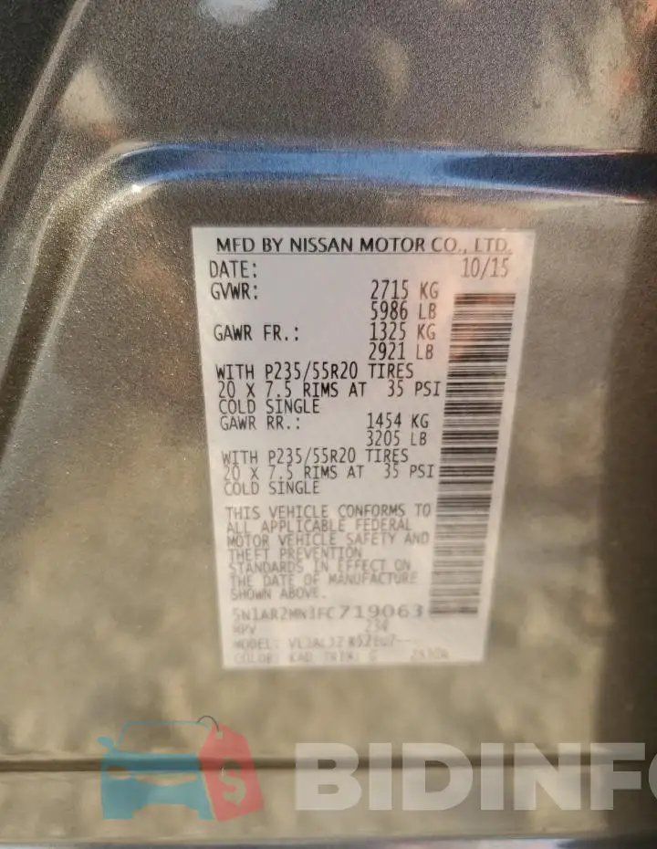 5N1AR2MN3FC719063 Photo# 13