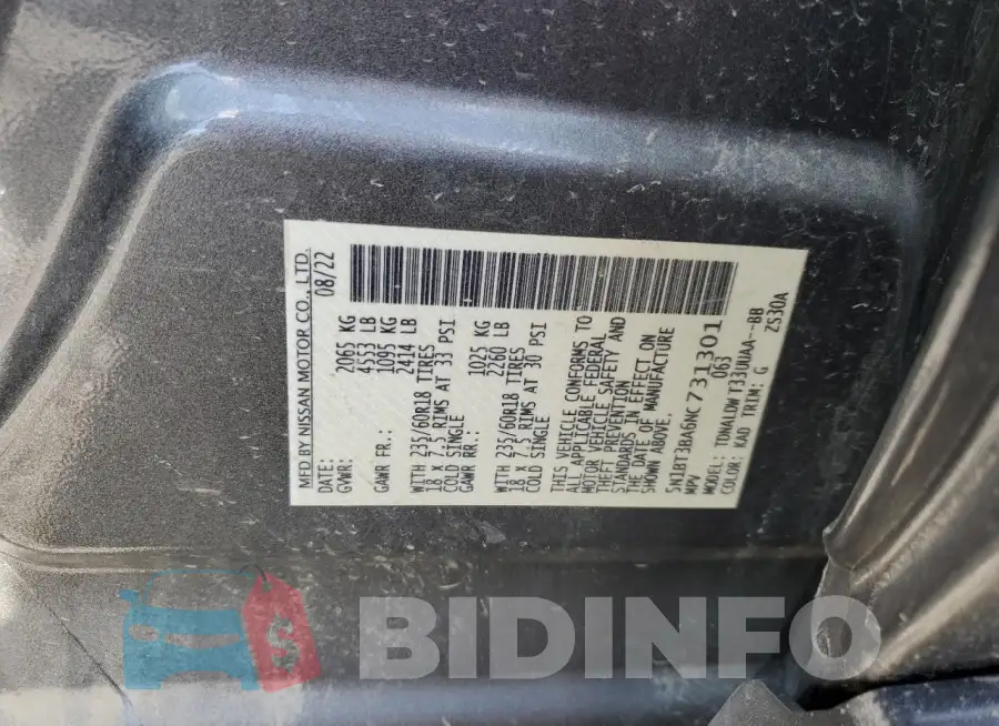 5N1BT3BA6NC731301 Photo# 12