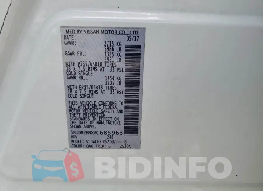 5N1DR2MNXHC685963 Photo# 13