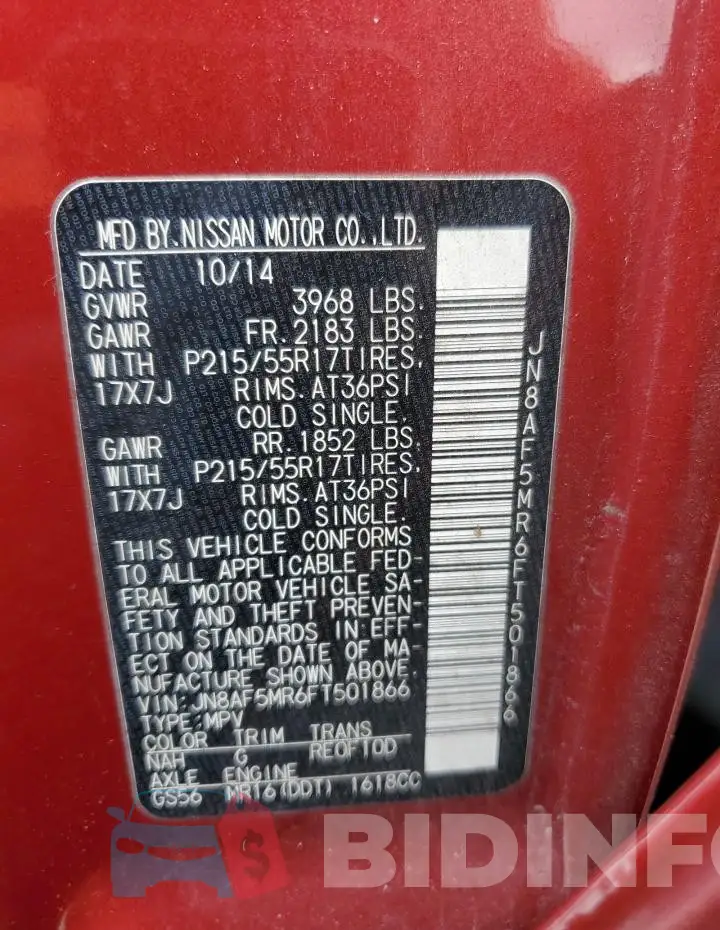 JN8AF5MR6FT501866 Photo# 12