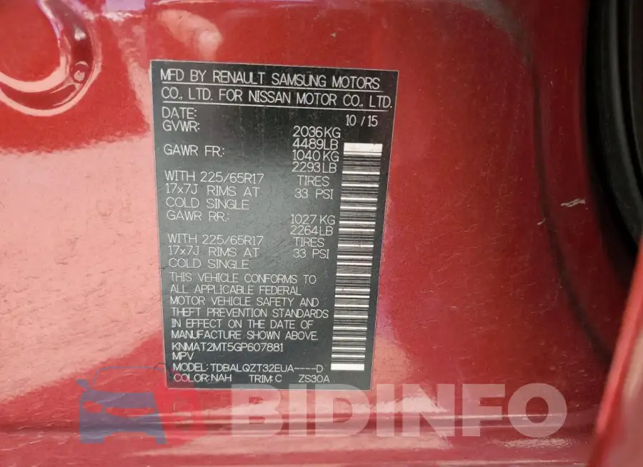 KNMAT2MT5GP607881 Photo# 13