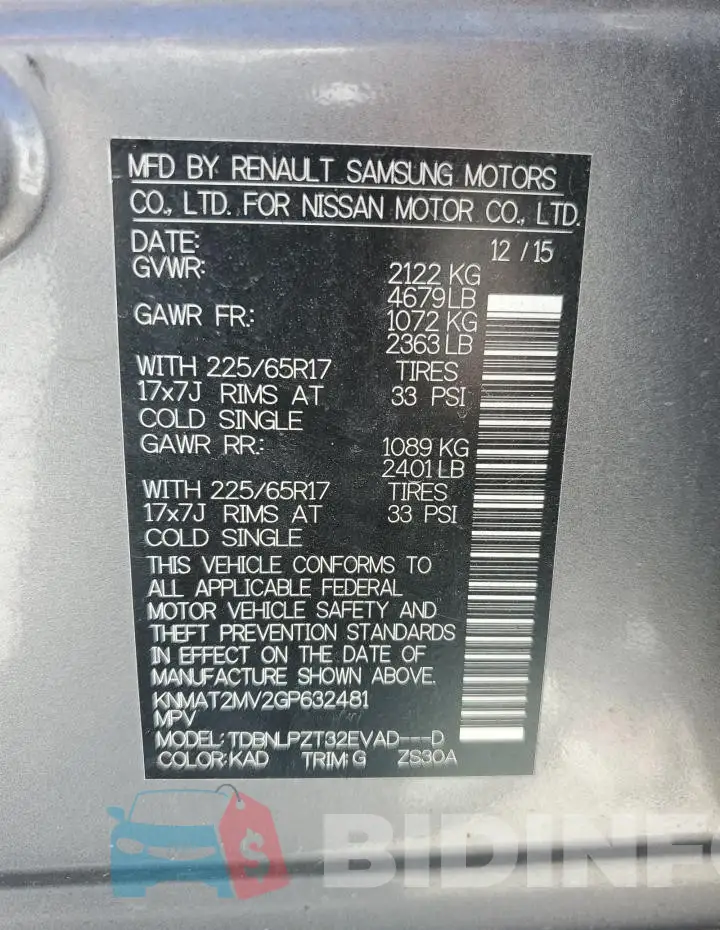 KNMAT2MV2GP632481 Photo# 13