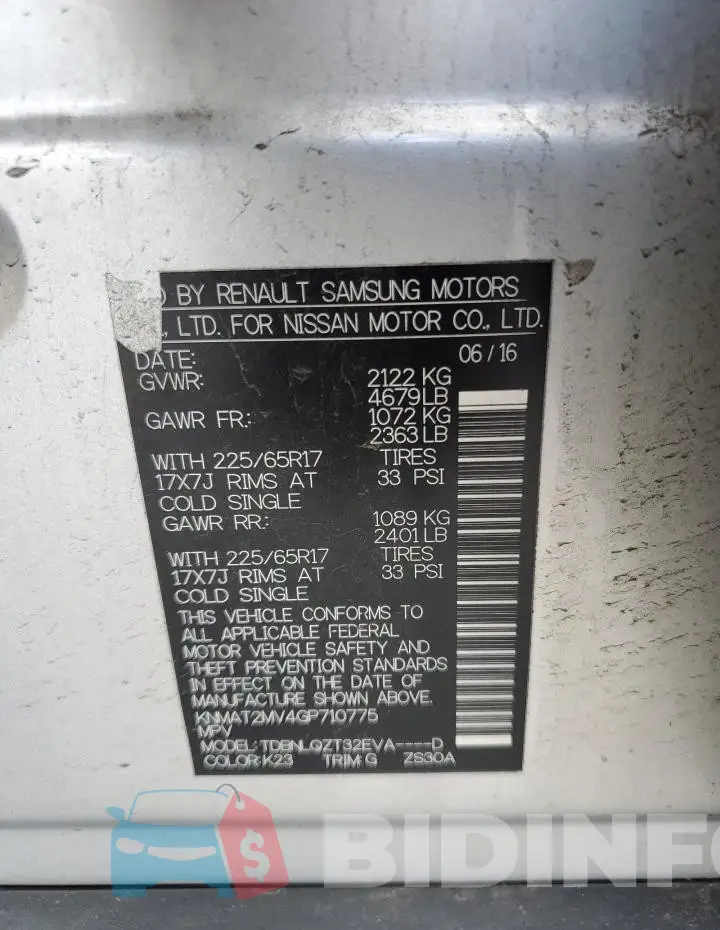 KNMAT2MV4GP710775 Photo# 13