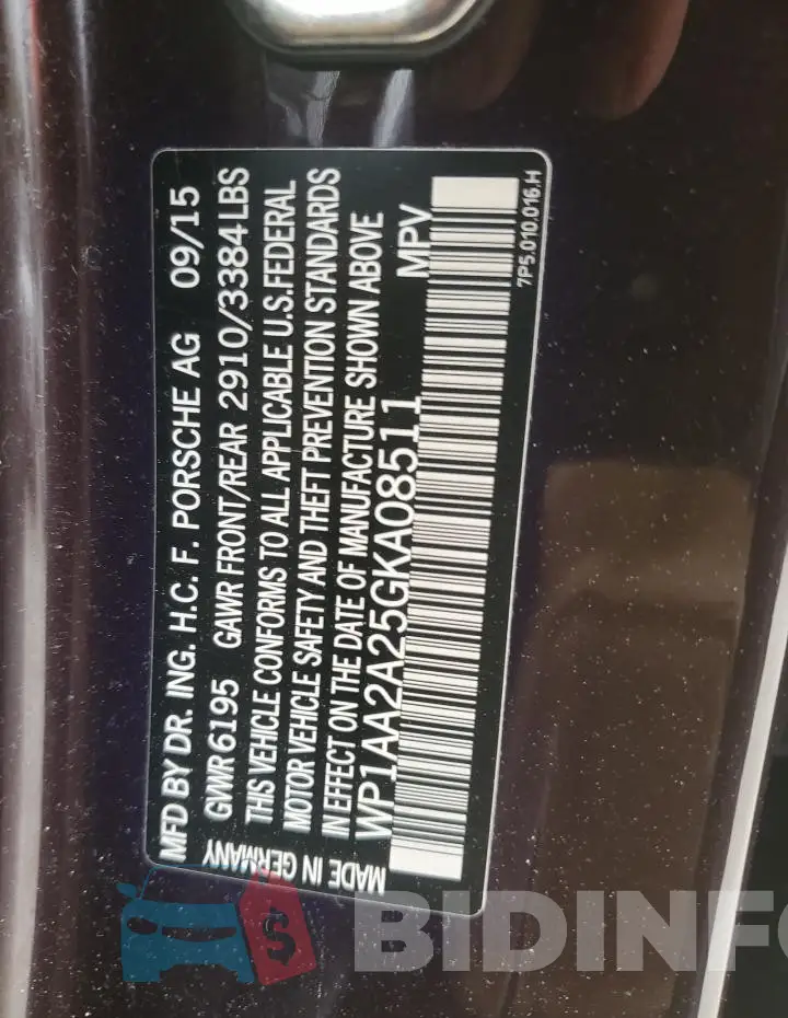 WP1AA2A25GKA08511 Photo# 14