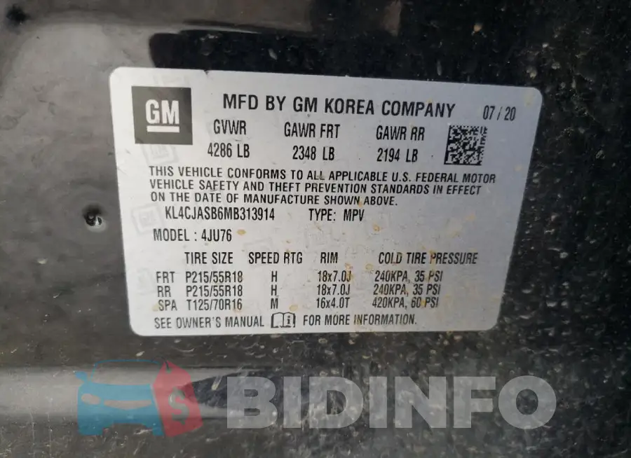 KL4CJASB6MB313914 Photo# 14